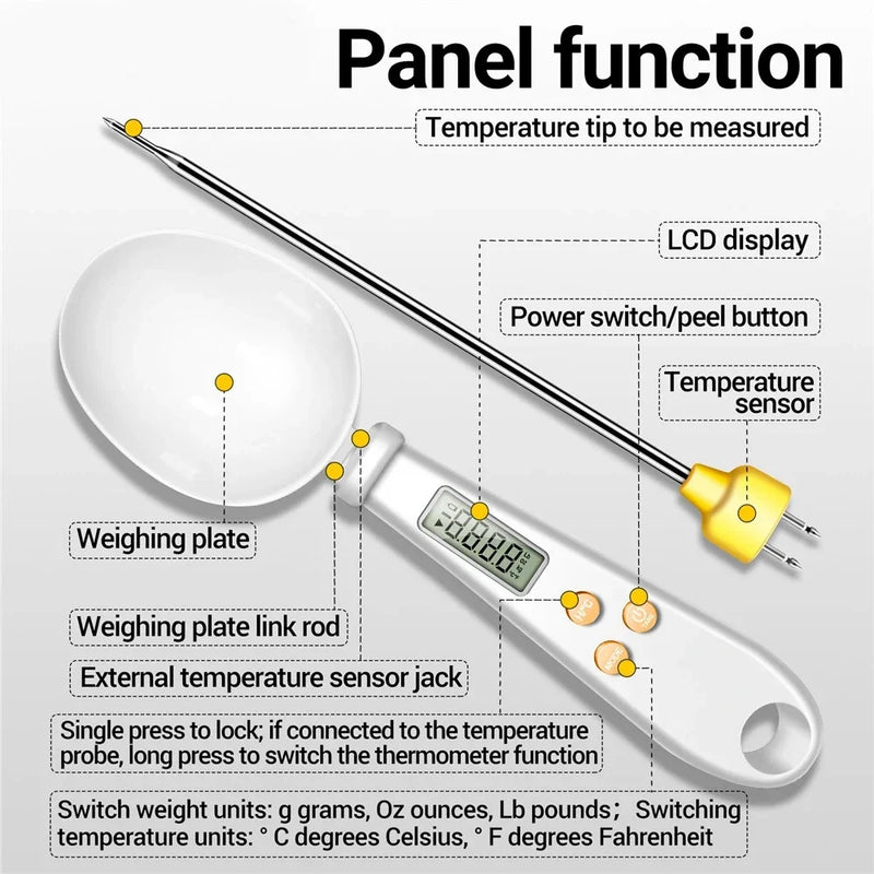 Colher LCD com Balança Digital e Termômetro - 2 em 1